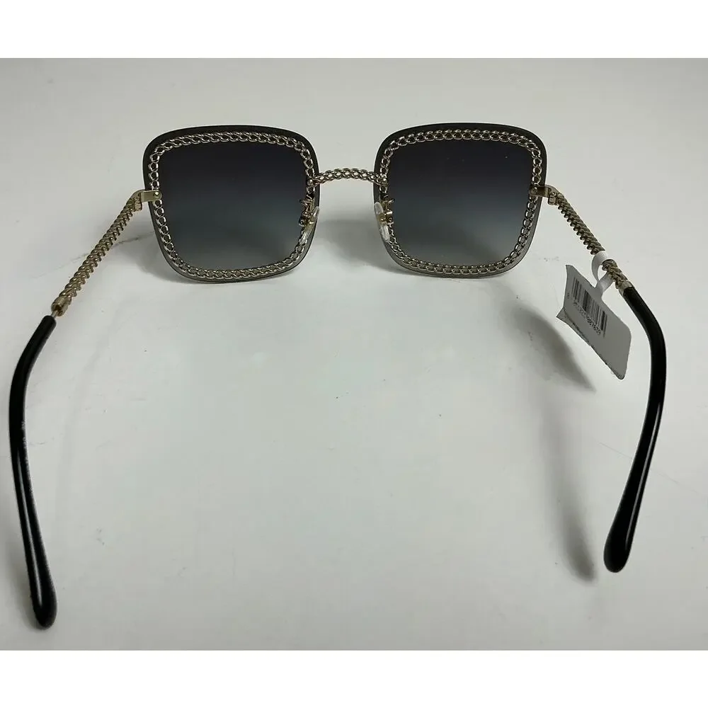 Chanel CH4244 Black/Gold Chain Link Square Sunglasses Grey Gradient Lens 57mm